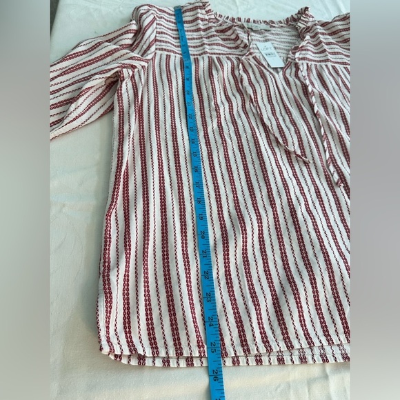 Loft NWT Red & White Striped Blouse Size Large Long Sleeve - Picture 5 of 6